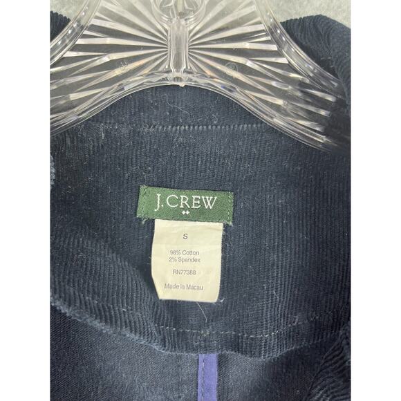 J. Crew Woman’s Small Navy Blue Academy Corduroy Leather Button Blazer Jacket - Picture 3 of 6